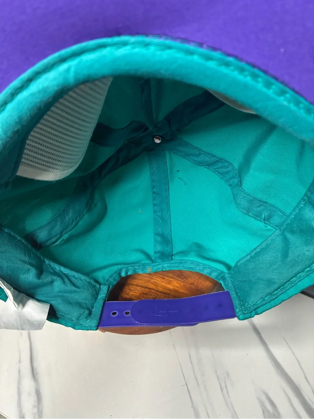 Embroidered Green & Purple Snapback Hat